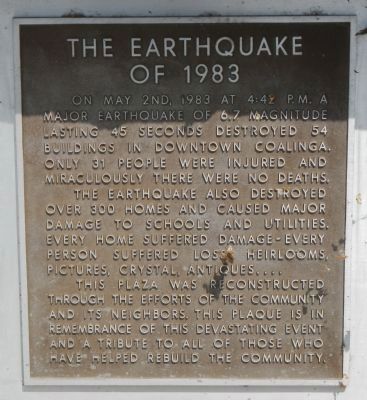 The Earthquake of 1983 Marker. Click for full size. The Earthquake of 1983 Marker image. Click for full size.