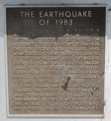 The Earthquake of 1983 Marker image. Click for full size.