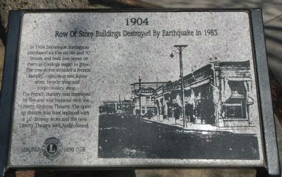 Row of Store Buildings Destroyed By Earthquake in 1983 Marker image. Click for full size.