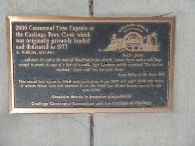 The Coalinga Centennial Time Capsule image. Click for full size.