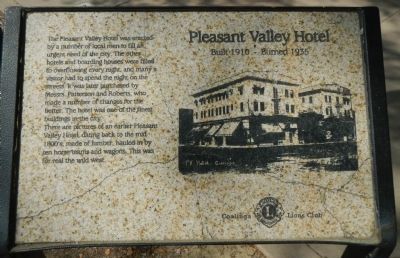 Pleasant Valley Hotel Marker image. Click for full size.