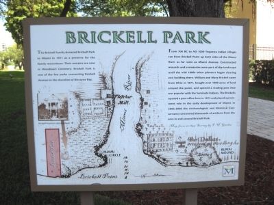 Brickell Park Marker. Click for full size. Brickell Park Marker image. Click for full size.