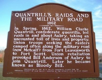 Quantrill's Raids and the Military Road Marker image. Click for full size.