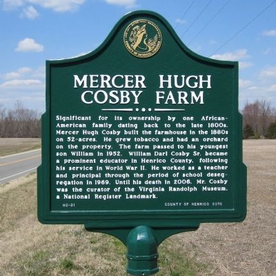 Mercer Hugh Cosby Farm Marker image. Click for full size.