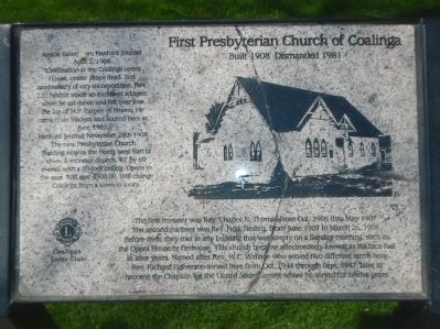 First Presbyterian Church of Coalinga Marker. Click for full size. First Presbyterian Church of Coalinga Marker image. Click for full size.
