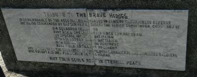 "Tribute to the Brave Heroes" - English text marker on north side of base. Click for full size. "Tribute to the Brave Heroes" - English text marker on north side of base image. Click for full size.