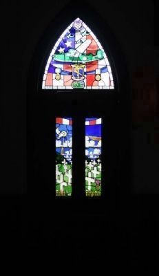 93rd Bombardment Group door window at nearby Chapel of the Fallen Eagles. Click for full size. 93rd Bombardment Group door window at nearby Chapel of the Fallen Eagles image. Click for full size.