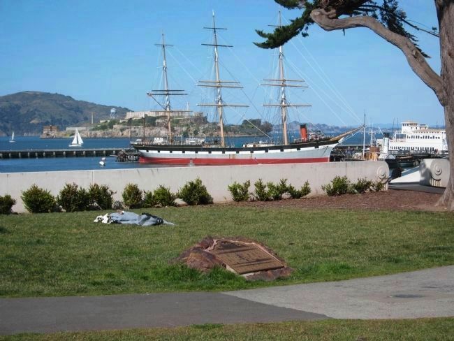 First Ship Marker, Balclutha, Alcatraz, and Angel Island image. Click for full size.