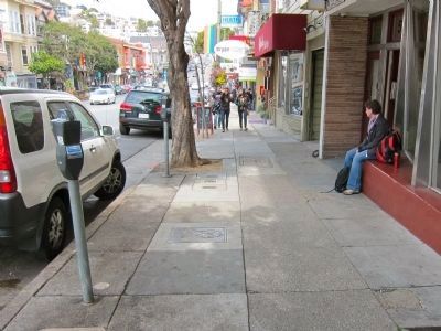 Harvey Milk Marker and Memorial Plaque - Wide View - Looking North Up Castro image. Click for full size.
