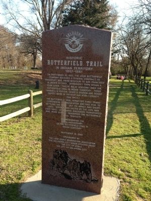 Historic Butterfield Trail in Indian Territory 1857-1861 Marker. Click for full size. Historic Butterfield Trail in Indian Territory 1857-1861 Marker image. Click for full size.
