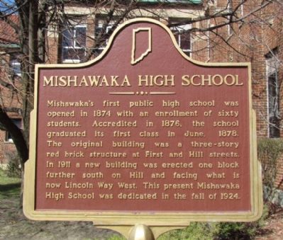Mishawaka High School Marker. Click for full size. Mishawaka High School Marker image. Click for full size.