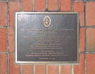 The "Enchanted Castle" at Germanna, circa 1720-1750 Marker. Click for full size. The "Enchanted Castle" at Germanna, circa 1720-1750 Marker image. Click for full size.