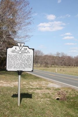 Col. Vincent W. “Squeek” Burnett Marker. Click for full size. Col. Vincent W. “Squeek” Burnett Marker image. Click for full size.