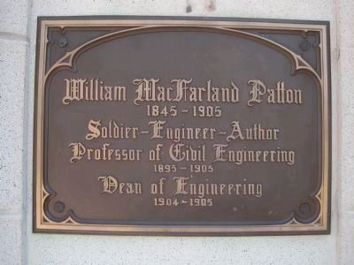 An older plaque at the rear entrance to Patton Hall image. Click for full size.