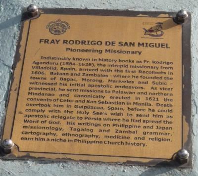<i>Panel 1</i>: Fray Rodrigo de San Miguel: Pioneering Missionary. Click for full size. <i>Panel 1</i>: Fray Rodrigo de San Miguel: Pioneering Missionary image. Click for full size.