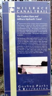 The Goshen Dam and Millrace Hydraulic Canal Marker image. Click for full size.