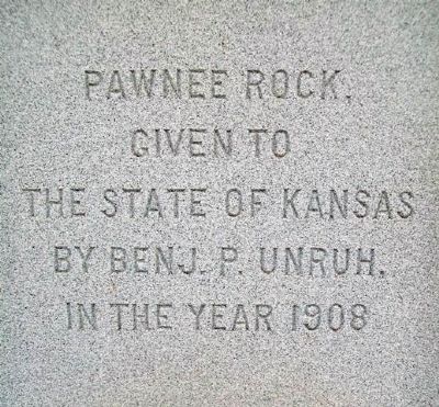 Pawnee Rock Donor on Santa Fe Trail Monument. Click for full size. Pawnee Rock Donor on Santa Fe Trail Monument image. Click for full size.
