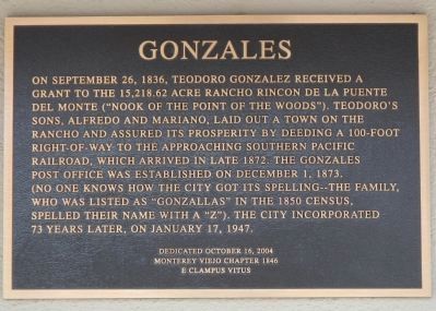 Gonzales Marker image. Click for full size.