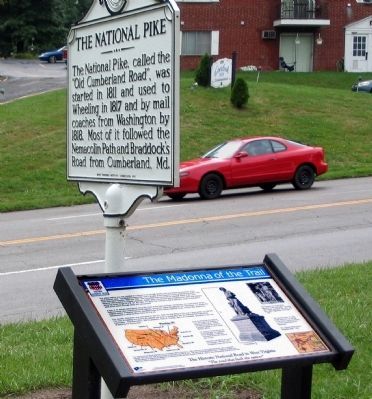 The National Pike and Madonna of the Trail Markers. Click for full size. The National Pike and Madonna of the Trail Markers image. Click for full size.