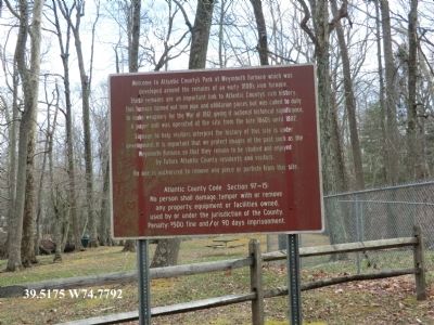 Welcome to Atlantic County's Park at Weymouth Furnace Marker image. Click for full size.