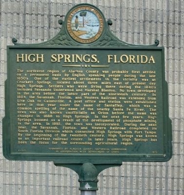 High Springs, Florida Marker image. Click for full size.
