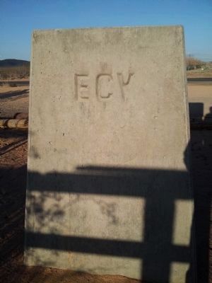 Rear of the Marker Base Showing E Clampus Vitus Initials image. Click for full size.