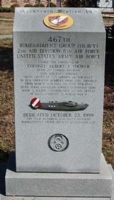 Rackheath Station 145 467th Bombardment Group Marker, south face image. Click for full size.