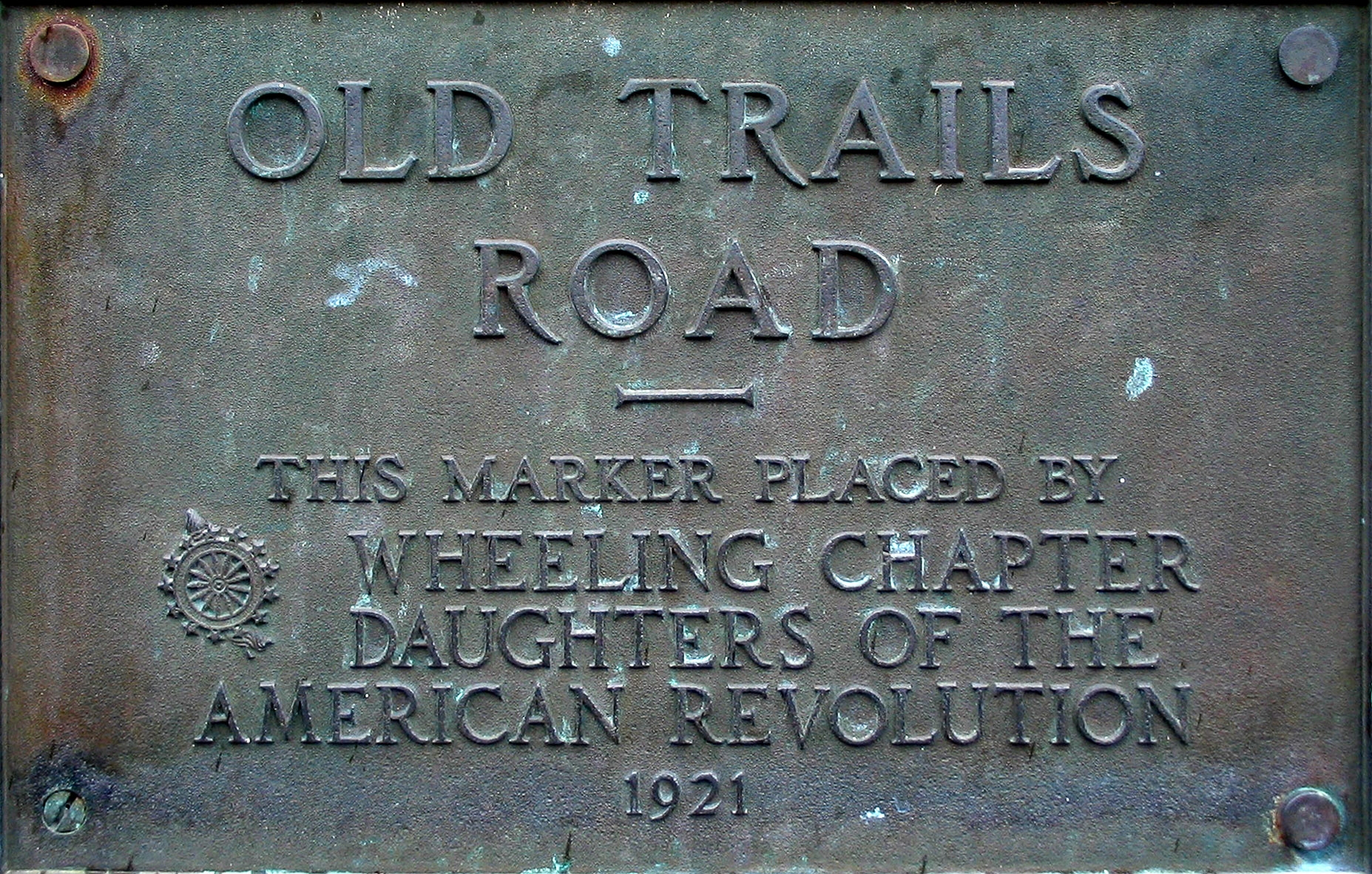 Old Trails Road Marker<br>on the bridge