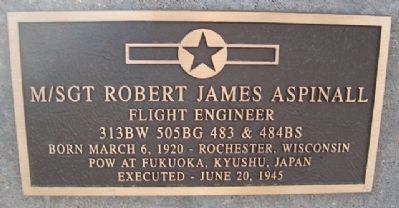 M/Sgt Robert James Aspinall Marker. Click for full size. M/Sgt Robert James Aspinall Marker image. Click for full size.
