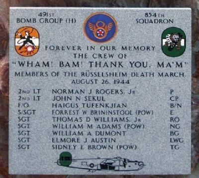 491st Bombardment Group (H) Marker 854th Squadron image. Click for more information.