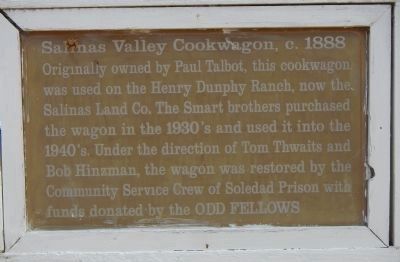Salinas Valley Cookwagon, c. 1888 Marker image. Click for full size.