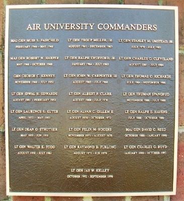 Air University Commanders Marker. Click for full size. Air University Commanders Marker image. Click for full size.