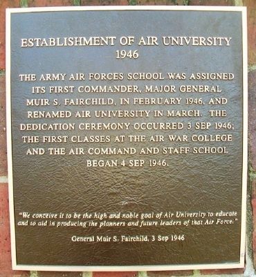 Establishment of Air University 1946 Marker image. Click for full size.