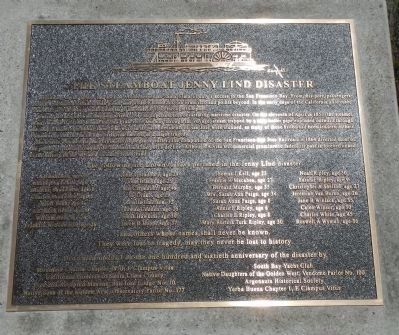The Steamboat Jenny Lind Disaster Marker image. Click for full size.