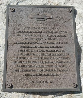 Camp Roberts Veterans Memorial Marker. Click for full size. Camp Roberts Veterans Memorial Marker image. Click for full size.