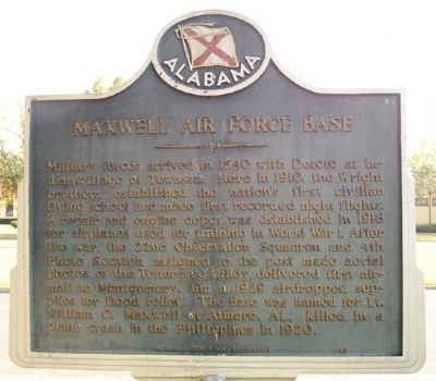 Maxwell Air Force Base Marker (Side B) image. Click for full size.