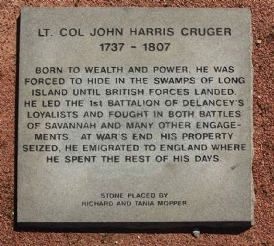 Lt. Col John Harris Cruger Marker image. Click for full size.