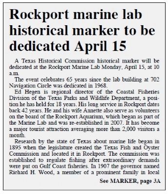 Rockport Pilot Newspaper Article - Page 1 of 2 image. Click for full size.
