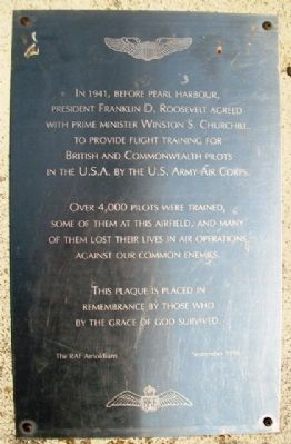 British and Commonwealth Pilots Trained in the U.S.A. Marker. Click for full size. British and Commonwealth Pilots Trained in the U.S.A. Marker image. Click for full size.