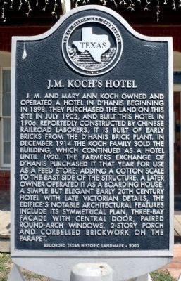 J. M. Koch's Hotel Marker image. Click for full size.