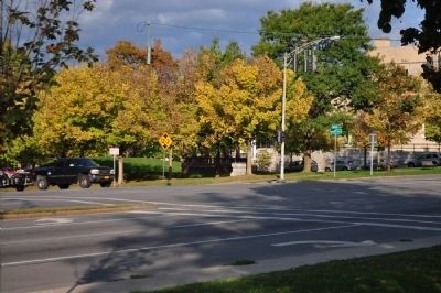 Historic Canandaigua Public Square Marker as seen facing the intersection image. Click for full size.