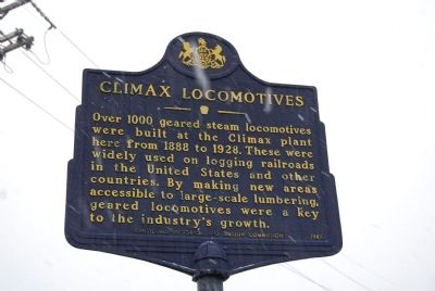 Climax Locomotives Marker. Click for full size. Climax Locomotives Marker image. Click for full size.