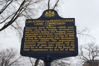 Creation of the Pennsylvania Game Commission Marker. Click for full size. Creation of the Pennsylvania Game Commission Marker image. Click for full size.