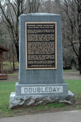 Captain Abner Doubeday Marker, in Iron Spring Park. Click for full size. Captain Abner Doubeday Marker, in Iron Spring Park image. Click for full size.