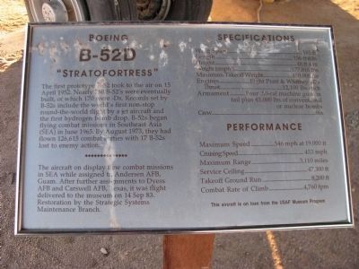 Boeing B-52D - “Stratofortress” Marker. Click for full size. Boeing B-52D - “Stratofortress” Marker image. Click for full size.
