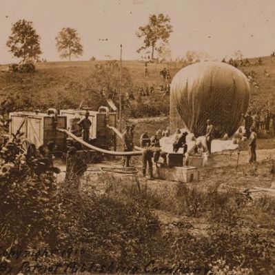 Professor Lowe's military balloon near Gaines Mill, Virginia. Click for full size. Professor Lowe's military balloon near Gaines Mill, Virginia image. Click for full size.