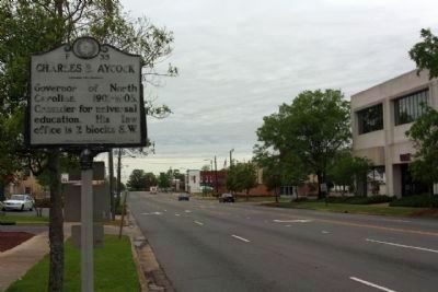Charles B. Aycock Marker looking west along Ash Street image. Click for full size.