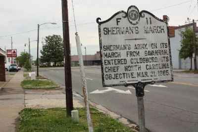 Sherman's March Marker looking back east along Ash Street image. Click for full size.