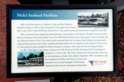 Nick's Seafood Pavilion Marker image. Click for full size.