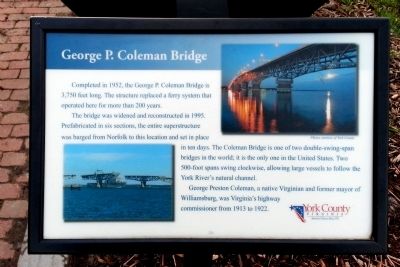 George P. Coleman Bridge Marker image. Click for full size.